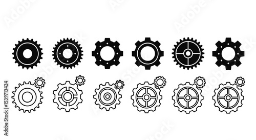 Gear and Controls Icon Collection, Mechanical and Adjustment Symbols
