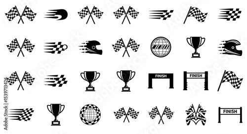 Racing and Motorsport Icon Pack, Finish Flag Trophy Symbols