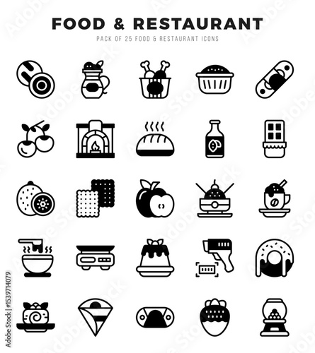 Food and Restaurant web icons in Lineal Filled style.
