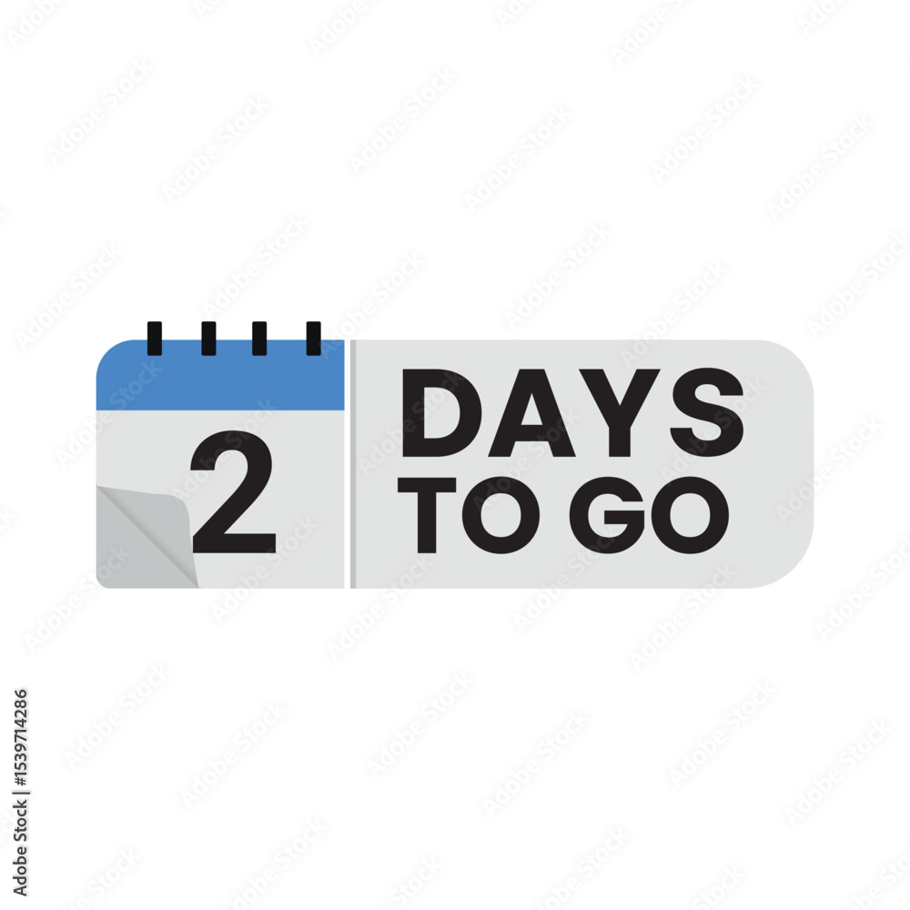 Fototapeta premium 2 Days To Go Countdown Badge Vector