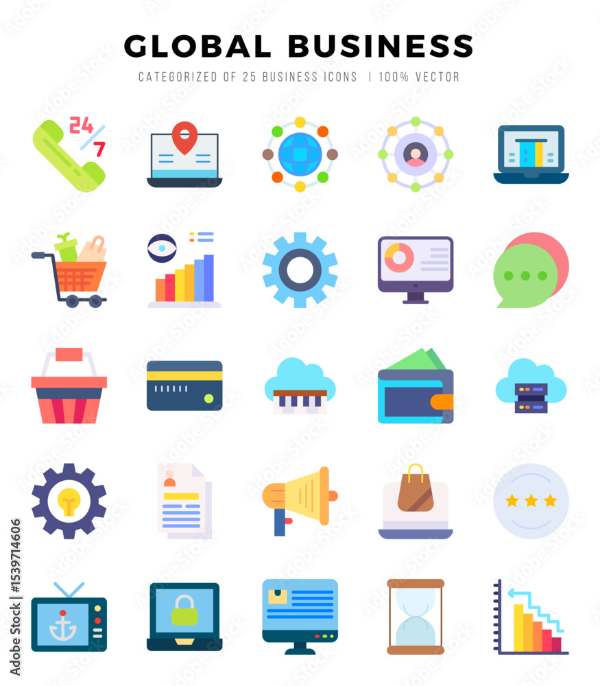 Set of Global Business icons. Vector Illustration. Set of Global Business icons. Vector Illustration.