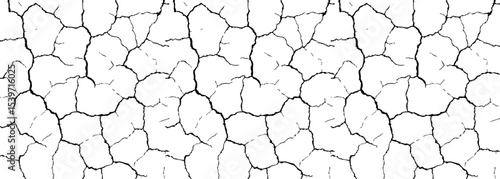 Realistic Cracked Ground Texture for Earthquake or Drought Concepts. Grunge Earth BG, Distressed Soil Background, Natural Disaster Element, Broken Surface Design. Vector Illustration.