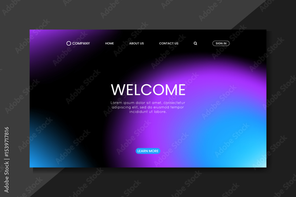 Fototapeta premium Dark Gradient Landing Page UI Design – Futuristic Purple Blue Web Layout