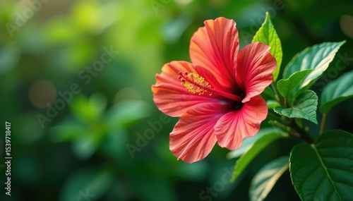Wallpaper Mural Vibrant tropical hibiscus, lush greenery, endless repeat , summer, colorful Torontodigital.ca