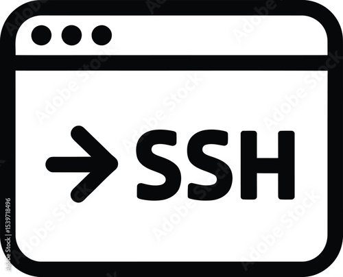 SSH Command Icon | Secure Shell Access Symbol in Browser Window