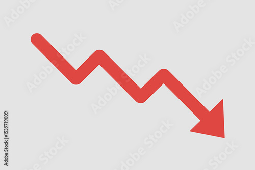 Red Downward Trending Arrow A Minimalist Vector Illustration