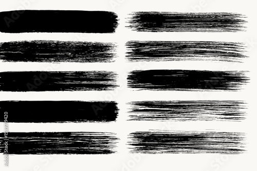 Handmade Dry Brush Strokes — Bold Black Ink Brushmarks