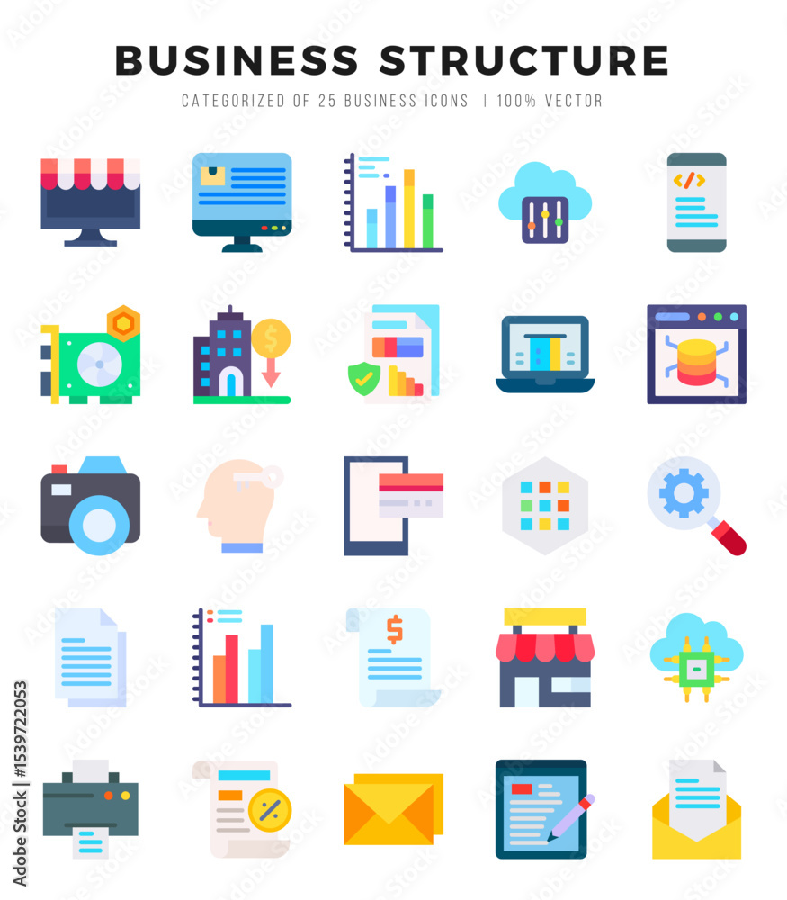 Business Structure Icon Pack 25 Vector Symbols for Web Design. Business Structure Icon Pack 25 Vector Symbols for Web Design.