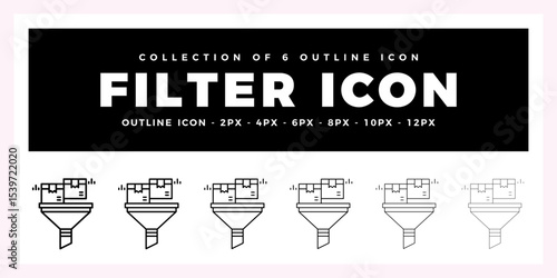 Pack of 6 Outline Vector filter icon