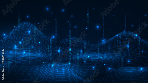 Technology abstract line wave hi-tech dynamic shape composition background