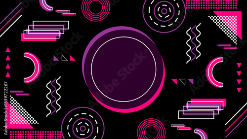 Abstract Neon Geometric Patterns Featuring Dynamic Pink and Purple Shapes
