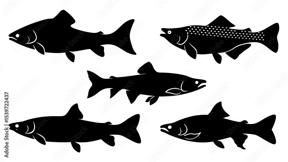 Obraz premium Set of modern illustration of fish