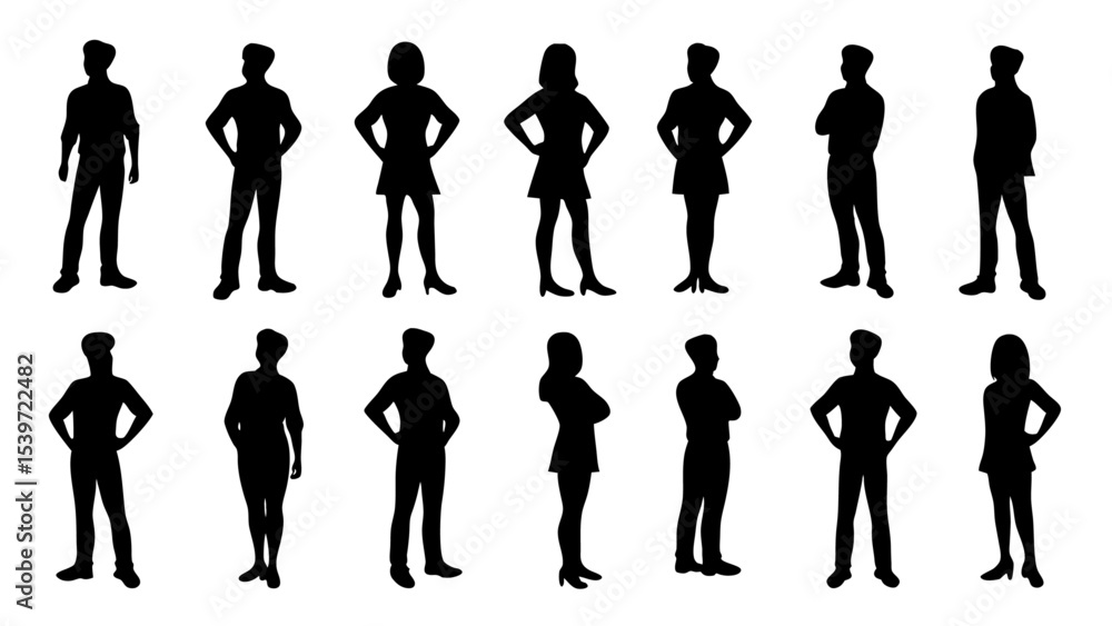 silhouette of large group of people silhouette of large group of people