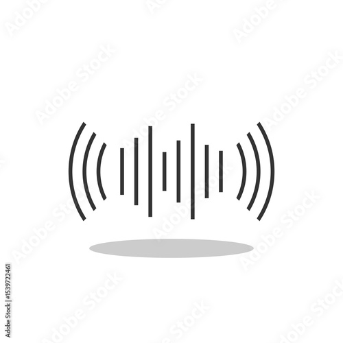 Sound wave illustration icon with shadow