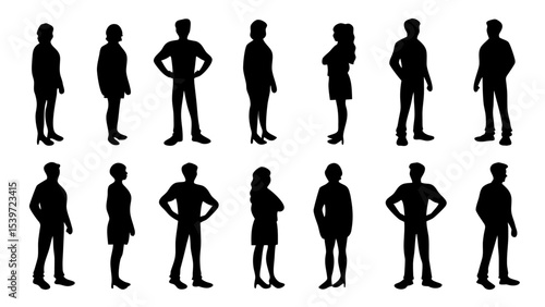 silhouette of large group of people