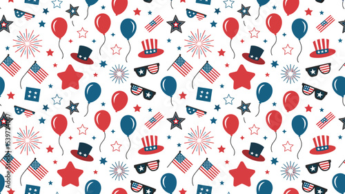 Patriotic seamless pattern background for th of july independence day celebration design vector