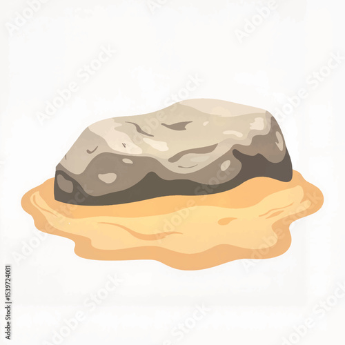 Desert sand drift over rock, flat vector illustration