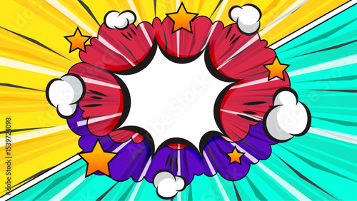 Colorful Comic Style Explosion With Stars and Smoke