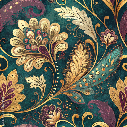 Abstract glossy lacquer finish seamless background with textured effect, layered patterns, and rich jewel-toned colors — vector design