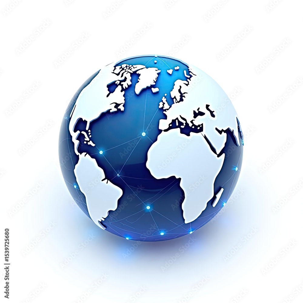 Naklejka premium Tech Global Network Connections Surrounding a Digital Earth Globe
