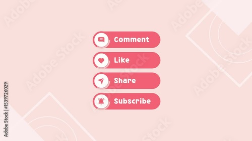 Light Pink Cute Comment Share Like and Subscribe Button YouTube Outro Video 