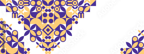 Abstract Geometric Blue and Yellow Pattern with Negative Space