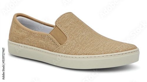 Beige slip-on casual shoes with a comfortable sole