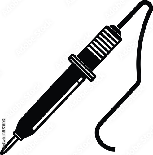 Black and white depiction of Silhouette a soldering iron for electronics repair