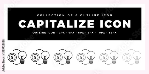 Pack of 6 Outline Vector capitalize icon
