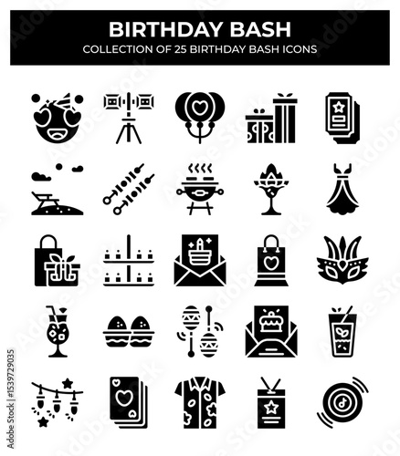 Birthday Bash. Collection of 25 Birthday Party Icons