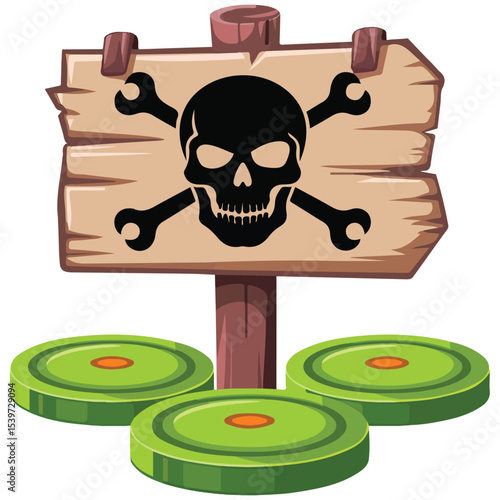 Billede på lærred minefield green mines danger sign isolated vector