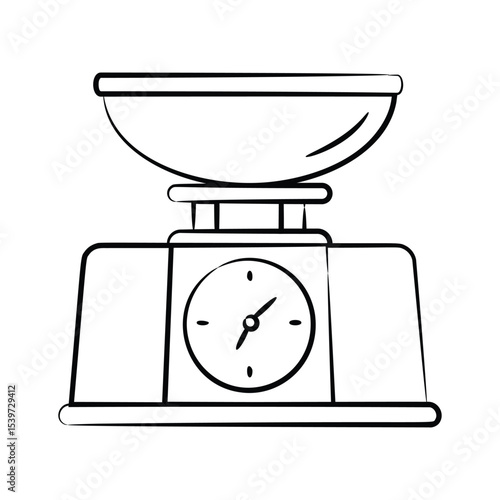 Get this easy to use hand drawn icon of weighing scale