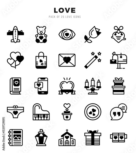 Love Icons bundle. Lineal Filled style Icons. Vector illustration.