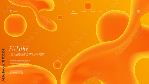 Modern Technology Abstract Background Featuring Orange 3D Shapes and Gradient Design
