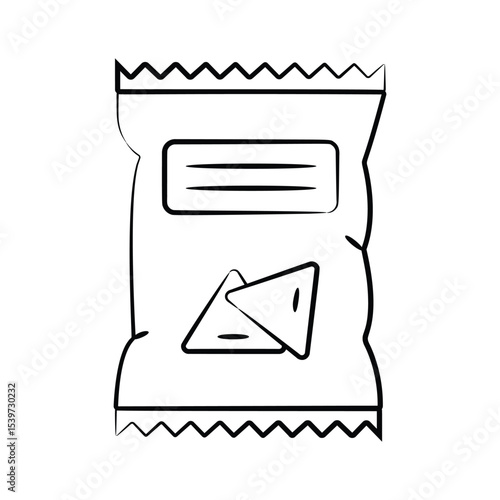 A well designed hand drawn icon of snacks packet
