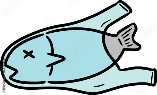 Illustration of fish killed by plastic
