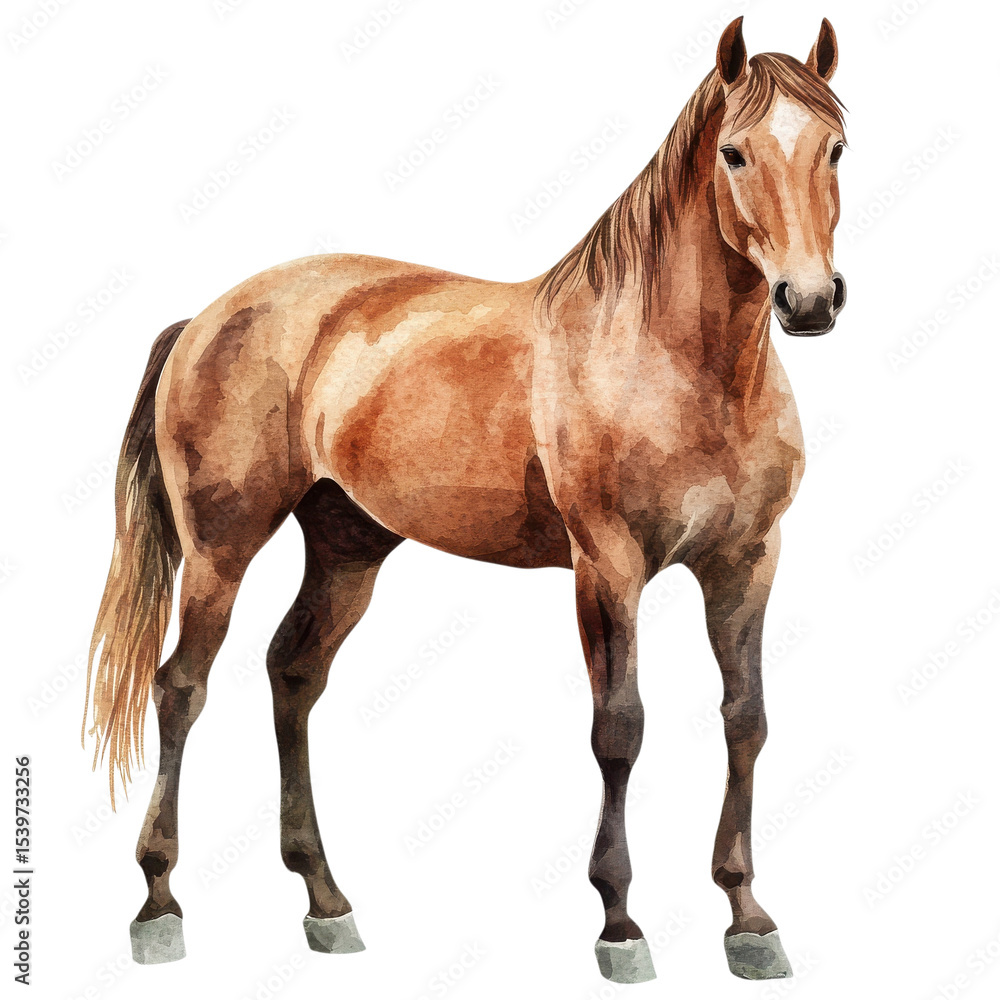 Obraz premium Horse standing isolated on transparent background.