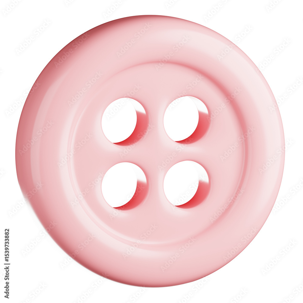 Fototapeta premium Pink Plastic Sewing Button 3D Illustration