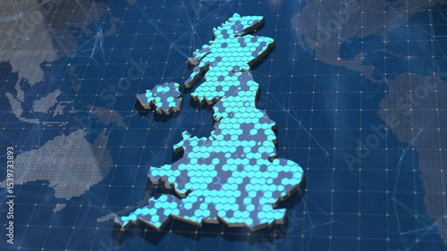 Futuristic UK Network System Digital Communication Map