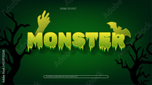 Spooky Monster-Themed Graphic with Halloween Atmosphere and Creepy Obscurity