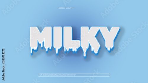 Milk Drip Style Text With 3D Effect on Blue Background
