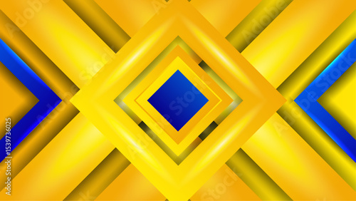 Abstract Geometric Pattern with Yellow and Blue Symmetrical Design