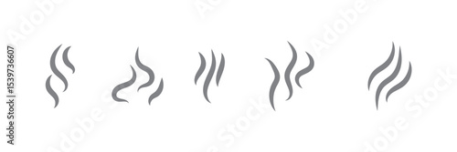 Aromas vaporize icons. Smoke, steam flat line icons.