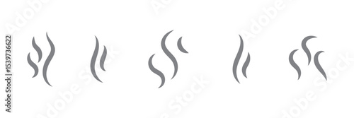 Aromas vaporize icons. Smoke, steam flat line icons.