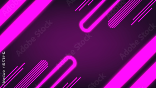 Abstract Neon Purple Background With Glowing Pink Lines and Shapes