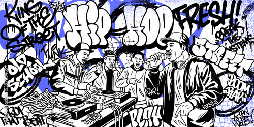 Graffiti background vector with throw-up, tagging hand-drawn, spray paint eff...