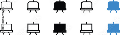 Vector Illustration of Various Easel Icons in Different Colors