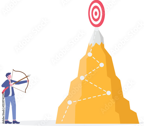 Reaching goals and successful top target achievement.
