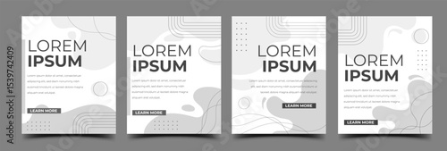 Grayscale social media post template design. Minimal flat texture with line ornament, with place for text.