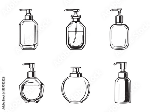 clean soap dispenser outline drawing vector style image